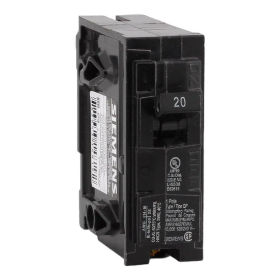Siemens Q120 20A 1-Pole Thermal Magnetic Circuit Breaker – Plug-In – 120V