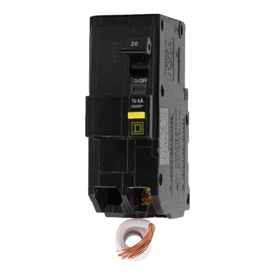 Square D QO220GFI 20A 2-Pole GFCI Circuit Breaker – Pigtail Neutral – 120/240V