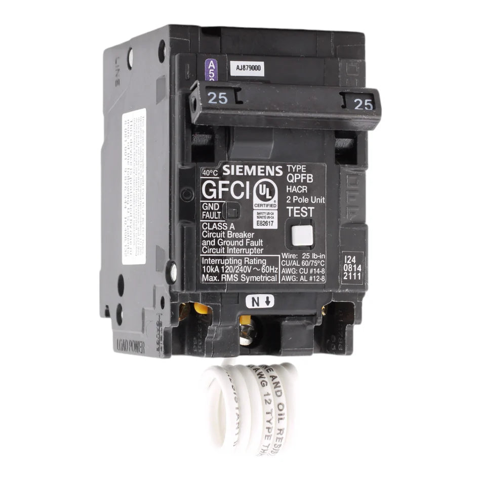 Siemens Q225GF 25 Amp 2-Pole GFCI Circuit Breaker – Pigtail Neutral – 240V