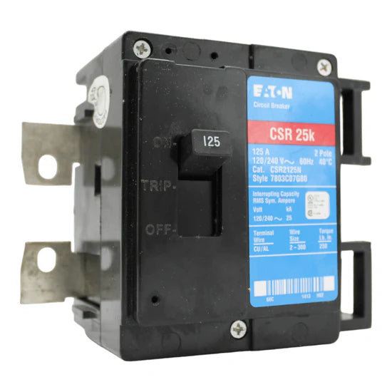 Eaton CSR2125N 125A 2-Pole Thermal-Magnetic Circuit Breaker – Lug Terminals – 120/240V AC