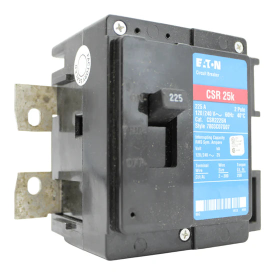 Eaton CSR2225N 225A 2-Pole Thermal-Magnetic Circuit Breaker – Bolt-On – 120/240V AC