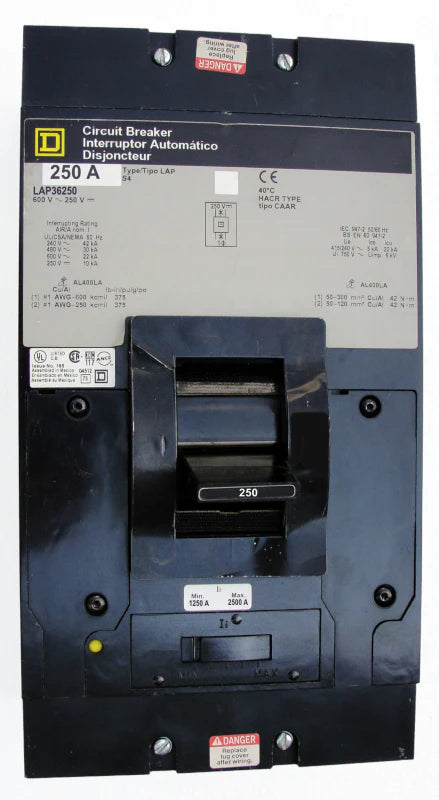 Square-D LAP36250 250A 3P MCCB – Panel Mounted – 600V