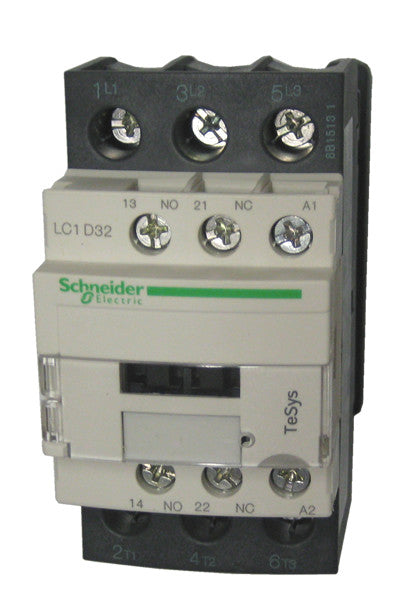 Square D LC1D32P7 IEC Contactor – 3 Pole – 32A – 230V AC Coil – TeSys D Series – AC-3 Motor Contactor – 10 HP (230V) / 20 HP (460V) – DIN Rail/Panel Mount