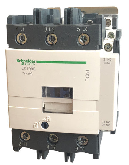 Schneider Electric LC1D95F7 IEC Contactor – 3 Pole – 95A – 110V AC Coil – TeSys D Series – Heavy Duty Motor Contactor – DIN Rail/Panel Mount