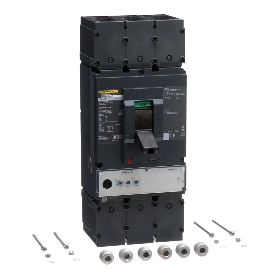 Square D LDL36600U31X PowerPact MCCB – 3 Pole – 600A – 600V – Feed-Thru – Electronic Trip Unit (LI) – Molded Case Circuit Breaker