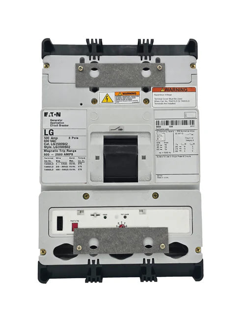 Eaton LG3500S02 500A 3P Generator Molded Case Circuit Breaker – LG Frame – Bolt-On – 600VAC