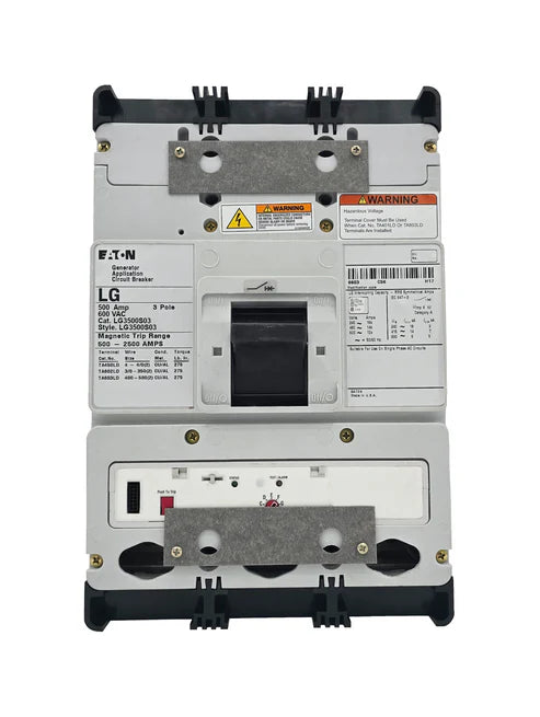 Eaton LG3500S03 500A 3P Generator Molded Case Circuit Breaker – LG Frame – Bolt-On – 600VAC