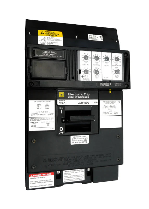 Square D LX36450G 450A 3 Pole Molded Case Circuit Breaker – Plug In Mount – 600VAC