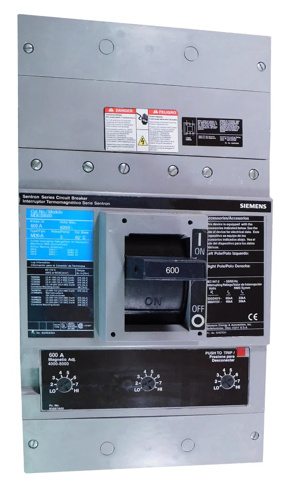 Siemens / ITE MD63B600 600A 3 Pole Molded Case Circuit Breaker – Bolt On – 600VAC