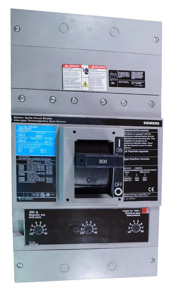 Siemens / ITE MD63B800 800A 3 Pole Molded Case Circuit Breaker – Bolt On – 600VAC