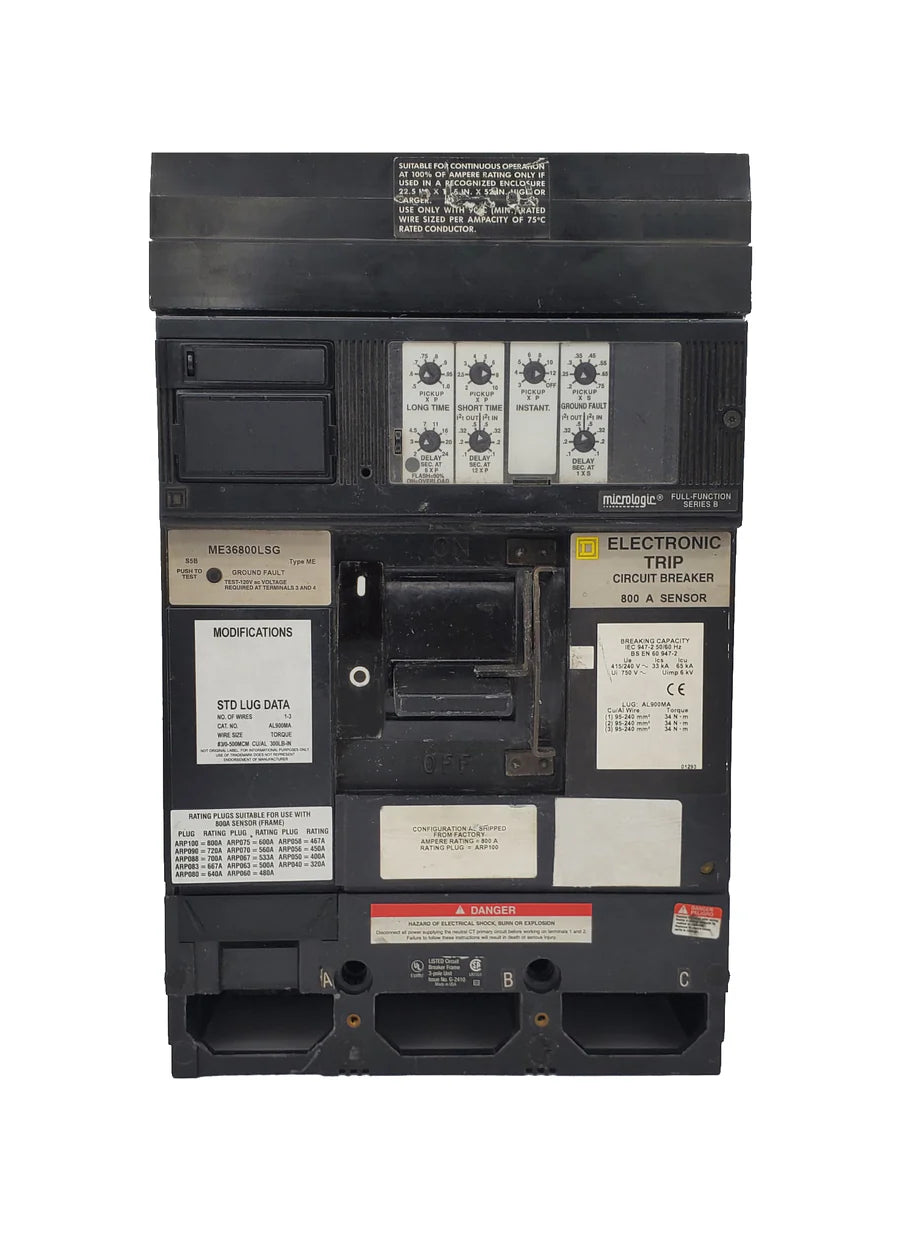 Square D ME36800LSG 800A 3 Pole Electronic MCCB – I-Line Plug In – 600V