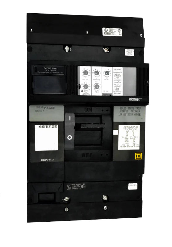 Square D MX36100 100A 3 Poles Electronic Molded Case Circuit Breaker – Plug In – 600V