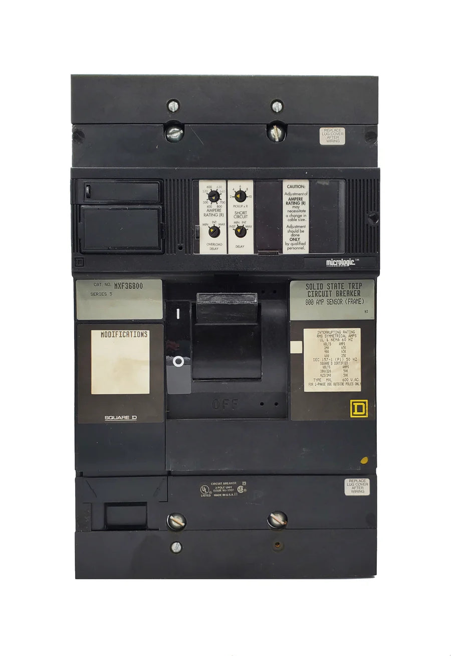 Square D MXF36800 800A 3 Poles Micrologic Solid State Molded Case Circuit Breaker – Bolt On – 600V
