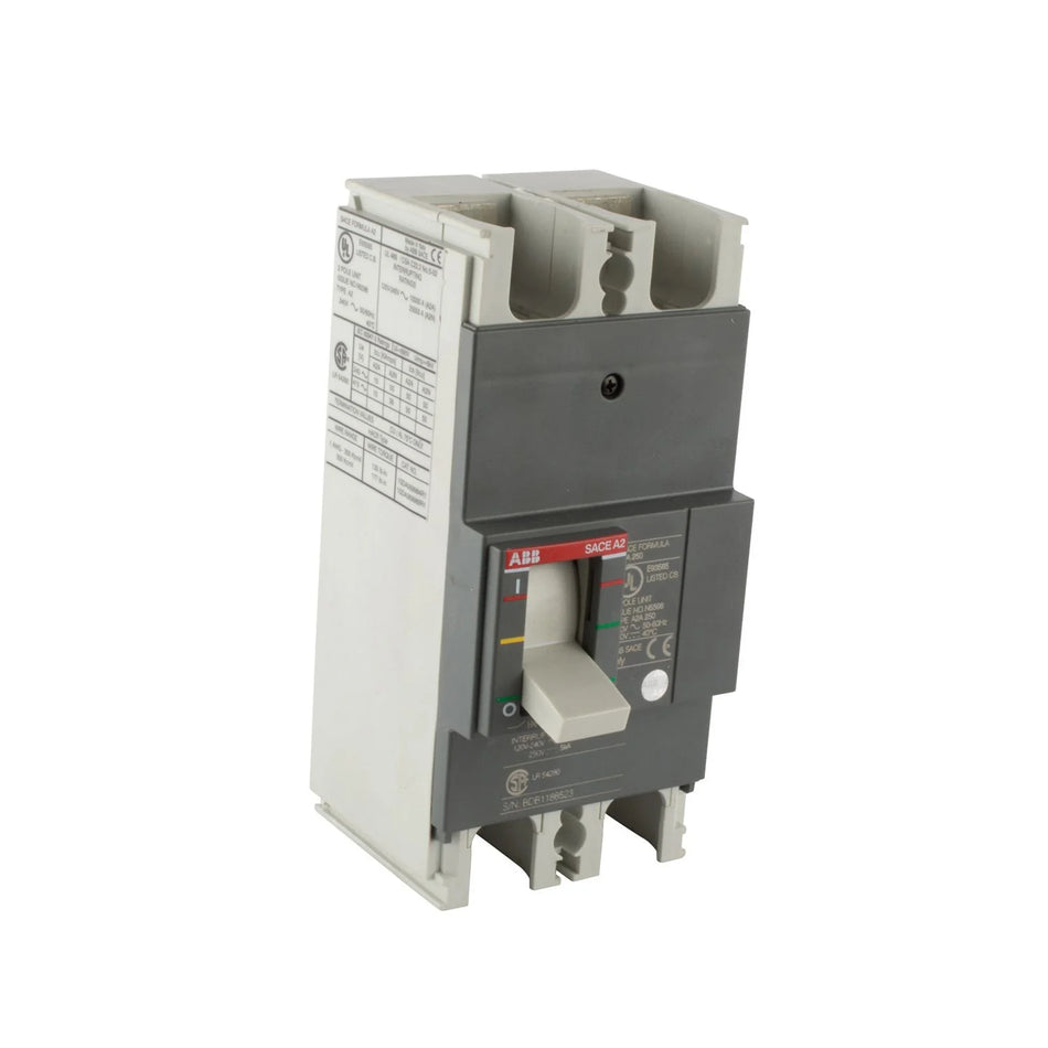 ABB A2N200TW-2 200A 2P Molded Case Circuit Breaker – Thermal Magnetic – DIN Rail Mount