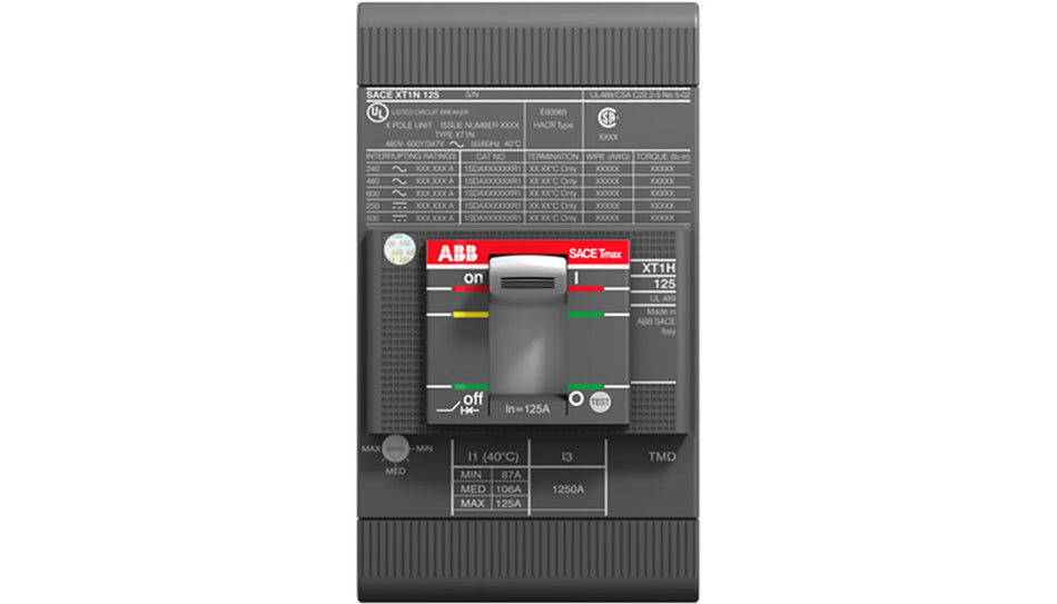 ABB XT1NU3045AFF000XXX 45A 3P Molded Case Circuit Breaker – XT1 Series – Thermal Magnetic – 25kA @ 480V