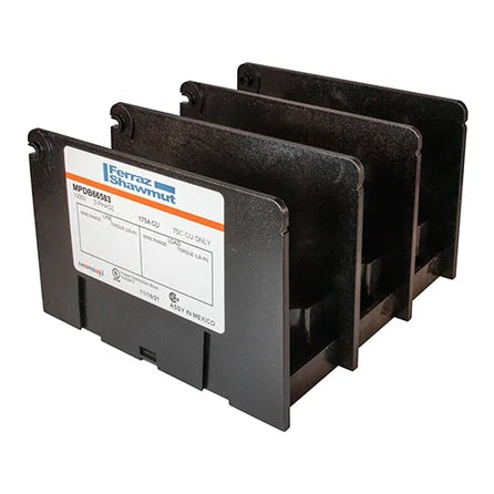 Mersen MPDB66583 Open-Style Power Distribution Block – 175A – 1000VAC/1000VDC – 3-Pole Tin-Plated Copper (UL 1953)