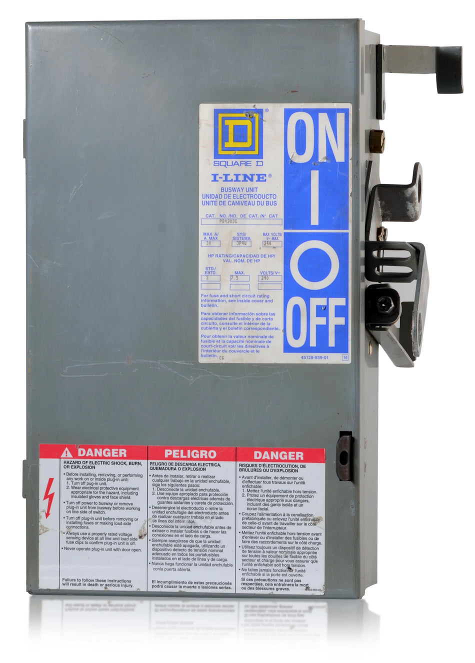 Square D PQ4203G I-Line Busway Plug-In Unit – 30A – 4 Pole – Fusible Bus Plug – 120/208/240V – PQ Series