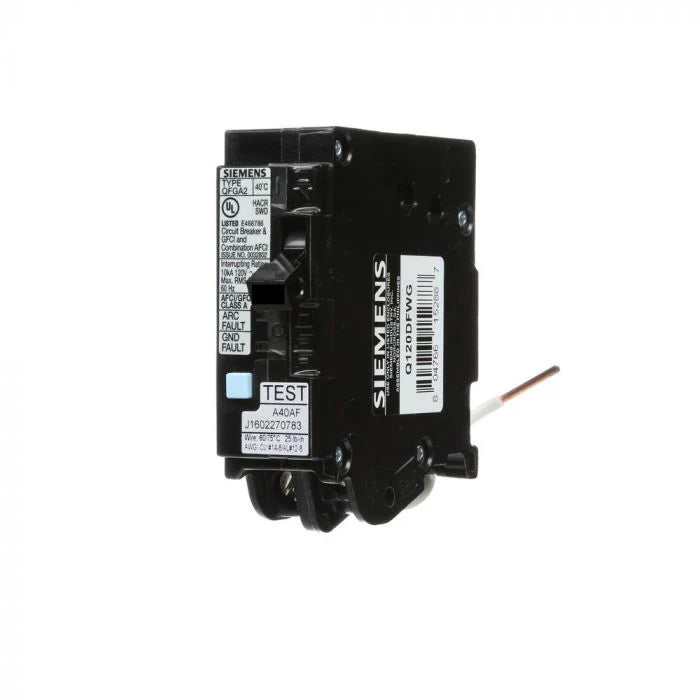 Siemens Q120DFWG Circuit Breaker – Q Series – 20A – 1 Pole – 120VAC – Plug-In – Dual Function (AFCI + GFCI)