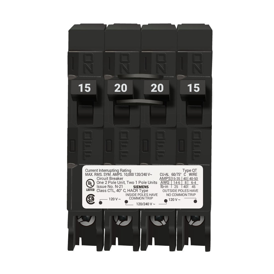 Q21520CT - Siemens - 20 Amp Quad Circuit Breaker
