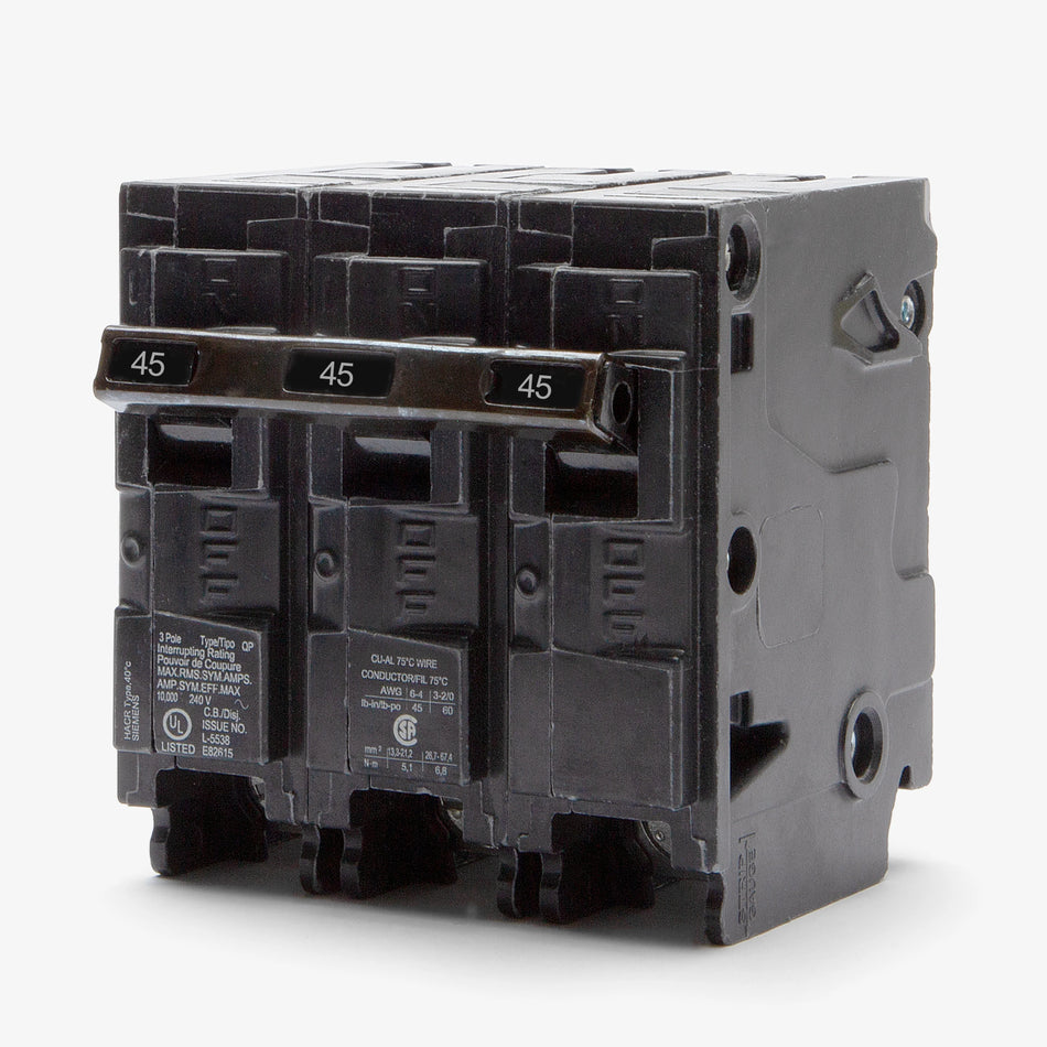 Siemens Q345H Circuit Breaker – QPH Series – 45A – 3 Pole – 240VAC – Plug-On – Thermal Magnetic – 22kAIC