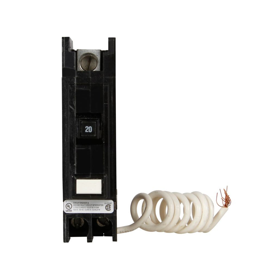 Eaton QCGFT1020 QC GFCI Circuit Breaker – 20A, 1-Pole, 120/240V, 5mA Ground Fault Protection, 10 kAIC