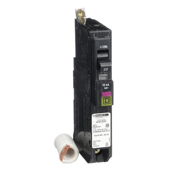 Square D QOB120DF 20A 1 Pole 120/240V Bolt-On Circuit Breaker Dual Function (CAFCI + GFCI) 10kA @120/240V