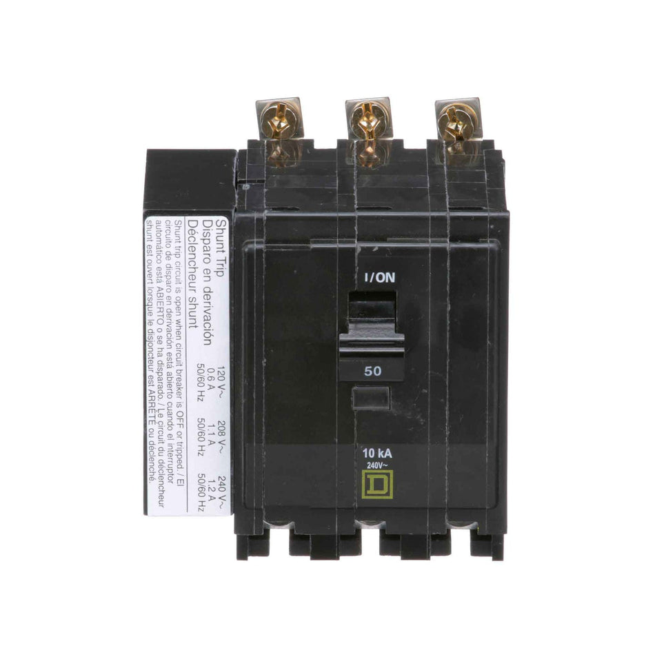 Square D QOB3501021 50A 3-Pole Thermal Magnetic Circuit Breaker – Bolt-On Mount – 240V