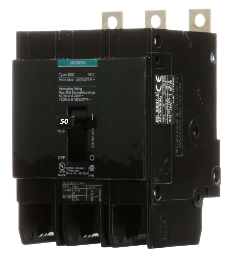 BQD6350 - Siemens - 50 Amp Molded Case Circuit Breaker
