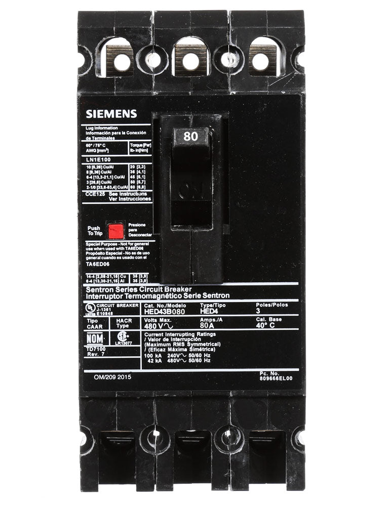 HED43B080 - Siemens - Molded Case Circuit Breaker