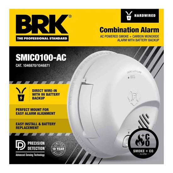 BRK SMICO100-AC Combination Smoke & Carbon Monoxide Alarm – Hardwired – 120V