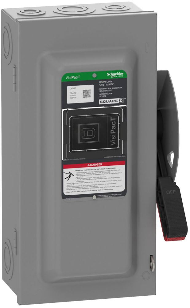 Square D VH322N 60A 3-Pole Safety Switch – Single Throw Disconnect – 600V AC/DC