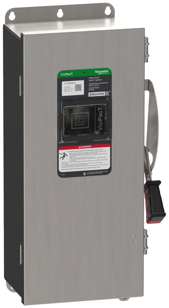 Square D VH362AWKGL 60A 3-Pole Fusible Safety Switch – Surface Mount – 600V AC/DC