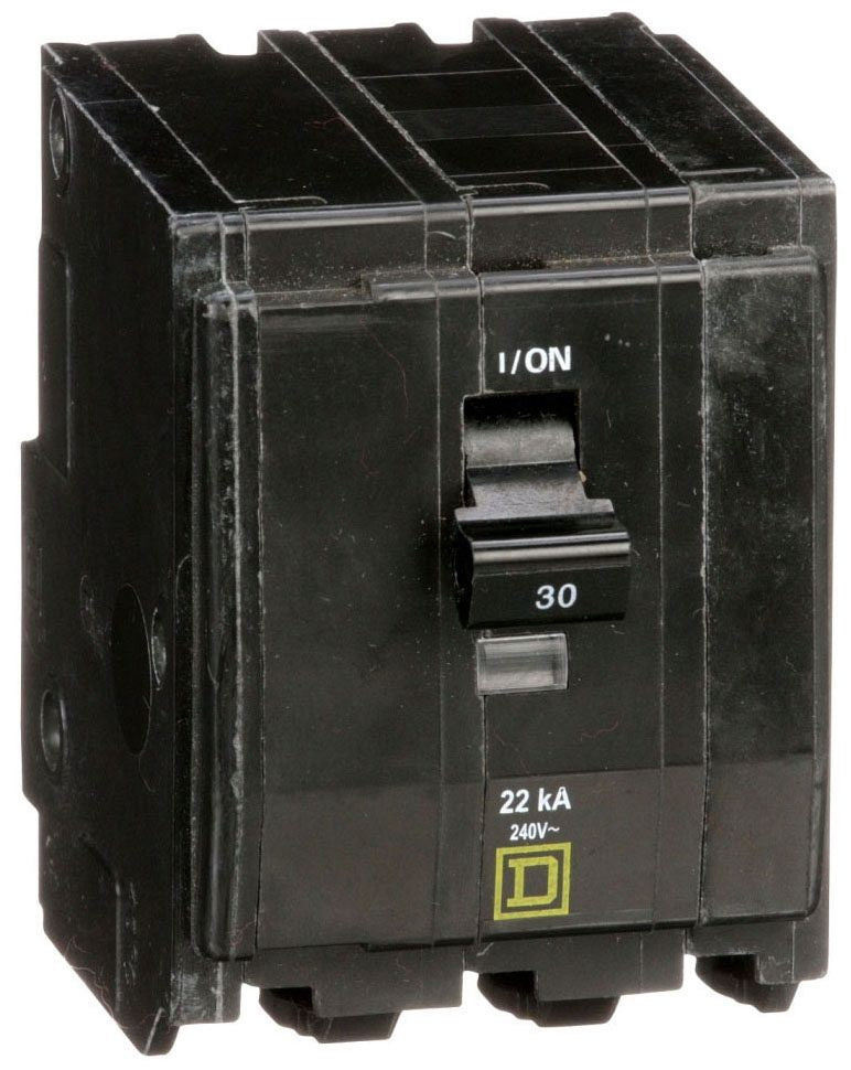Square D QO330VH Miniature Circuit Breaker – 30A – 3 Pole – 240V – Plug-In – VisiTrip – QO Series