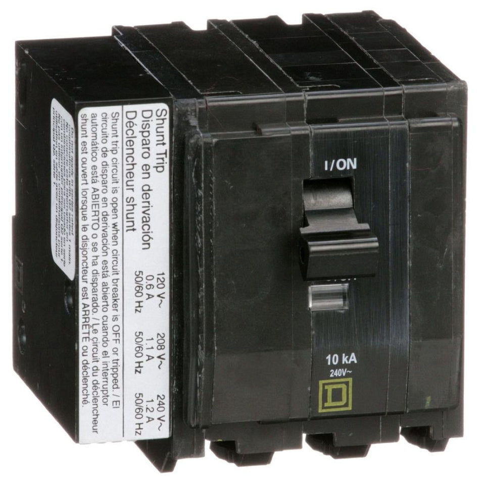 Square D QO3801021 Miniature Circuit Breaker – 80A – 3 Pole – 240V – Plug-In – Shunt Trip – QO Series