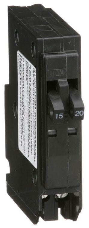 Square D QO1520 QO Series Tandem Miniature Circuit Breaker – 15A/20A – 1 Pole – 120/240VAC – Plug-In – Box Lug