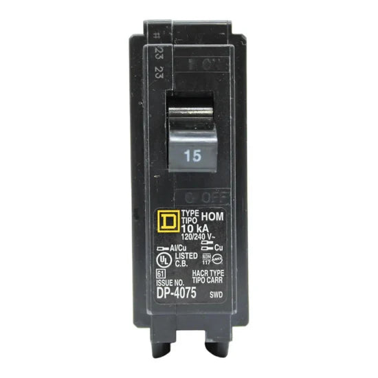 Square D HOM115 15A 1-Pole Standard Circuit Breaker – Plug-In – 120/240V