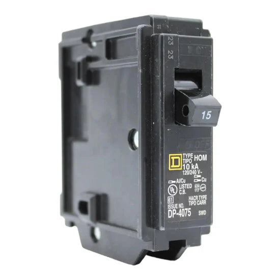 Square D HOM115 15A 1-Pole Standard Circuit Breaker – Plug-In – 120/240V