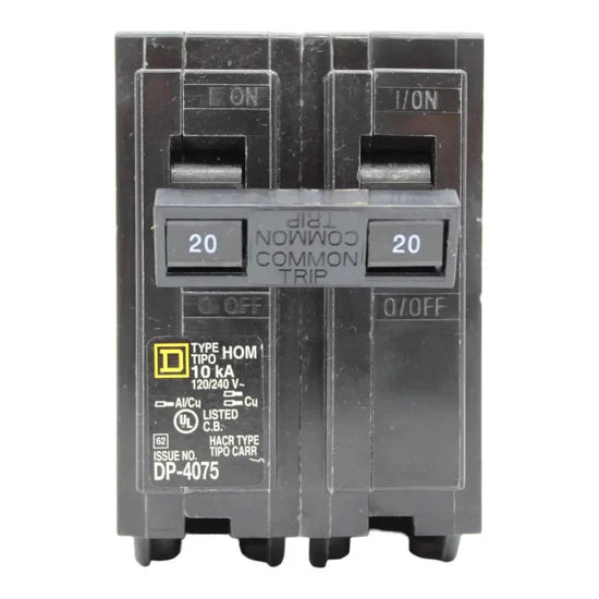 Square D HOM220 20A 2-Pole Standard Circuit Breaker – Plug-In – 120/240V