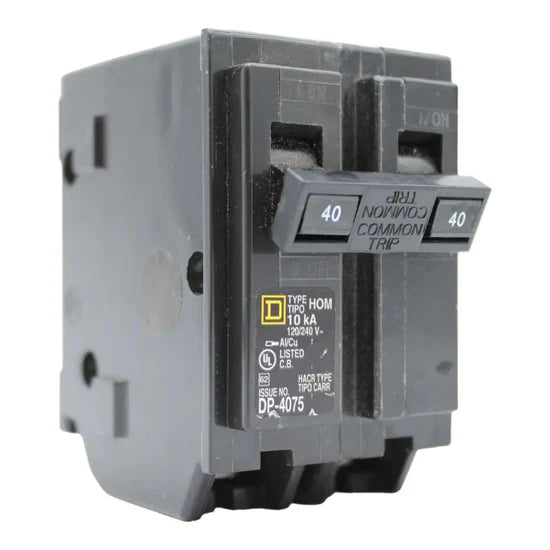 Square D HOM240 40A 2-Pole Standard Circuit Breaker – Plug-In – 120/240V