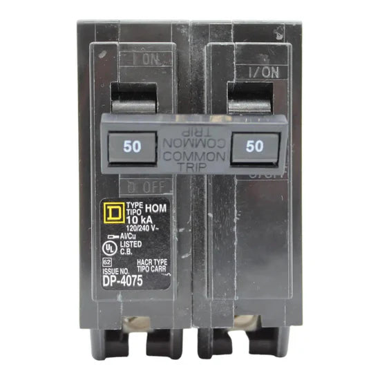 Square D HOM250 50A 2-Pole Standard Circuit Breaker – Plug-In – 120/240V