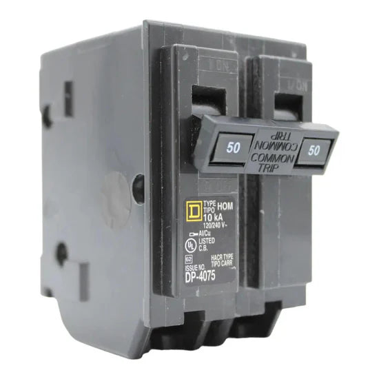 Square D HOM250 50A 2-Pole Standard Circuit Breaker – Plug-In – 120/240V