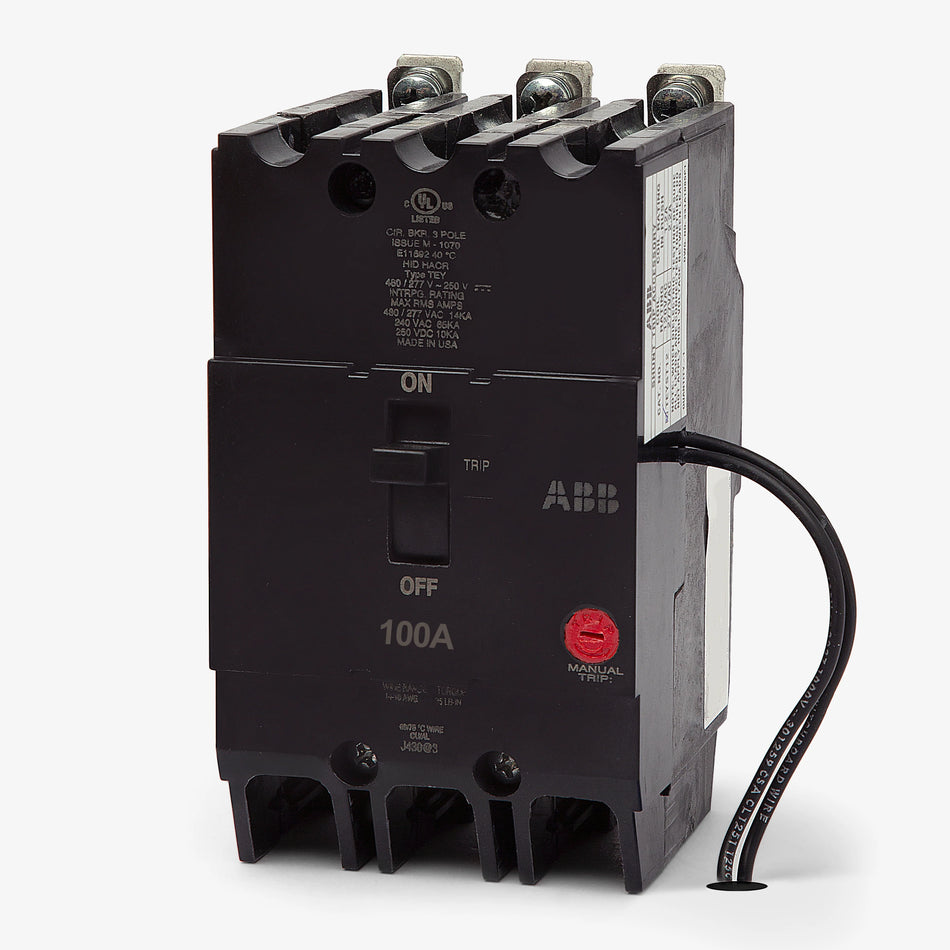 ABB / GE TEY3100ST12 100 Amp 3 Pole Thermal Magnetic Circuit Breaker – Bolt-On – 120/240/480Y/277V AC