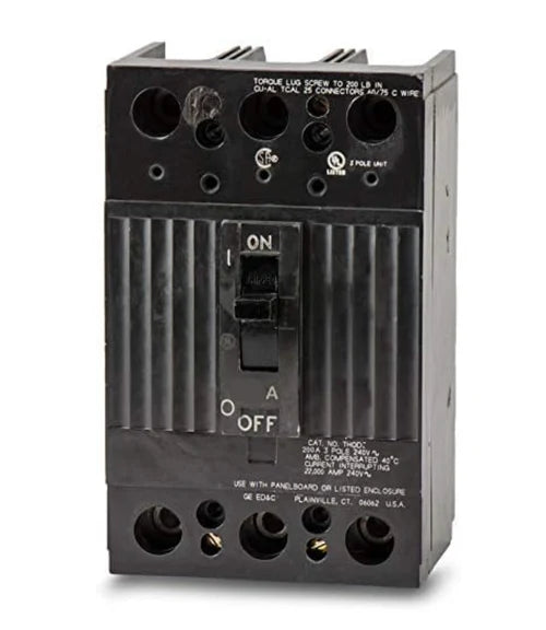 THQD32200 – General Electric 200A 3-Pole Thermal Magnetic Molded Case Circuit Breaker, 240V AC 22 kAIC, Q-Line Frame