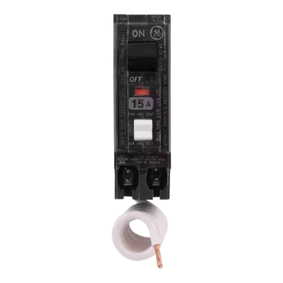 GE THQL1115AF2 Q Line 15A 1-Pole AFCI Pigtail Neutral Circuit Breaker – 120V