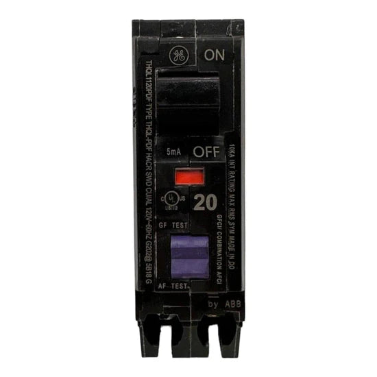 GE Q Line THQL1120PDF 20A Single-Pole Arc/Leakage Fault Breaker – Plug-On Neutral – 120V AC