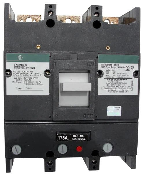 General Electric GE TJK436175WL 175A 3 Pole Molded Case Circuit Breaker – Bolt On – 600VAC