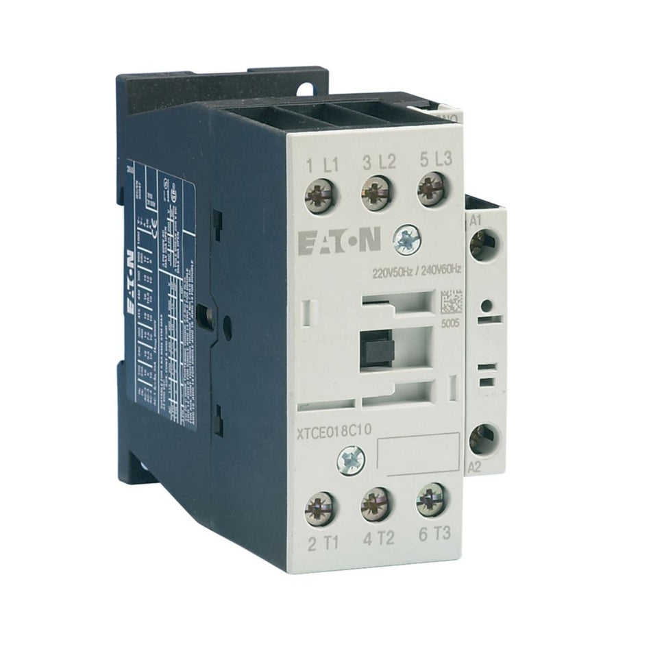 Eaton XTCE018C10E IEC Contactor – 18A, 3-Pole, 208V Coil, 45 mm Frame, Non-Reversing