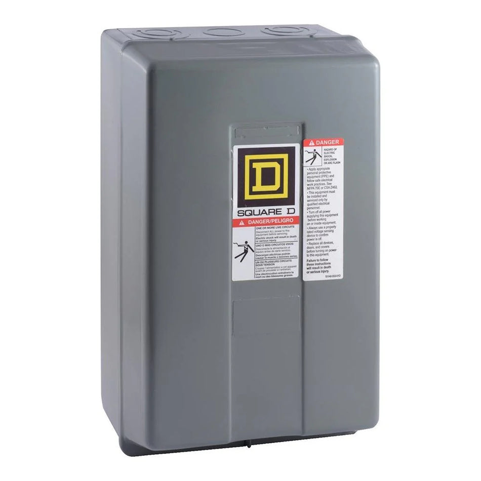 Square D 8903LG40V02 Lighting Contactor – Class 8903 – Type L – 4 Pole – Electrically Held – 30A – 120VAC Coil – NEMA 1 Enclosed