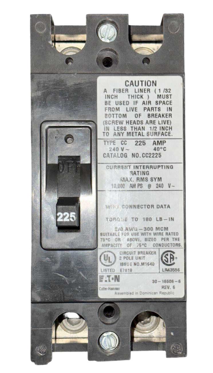 CC2225 - Eaton - Main Circuit BreakerCC2225 -  240V 225A 2 pole circuit breaker 10kA@240V
