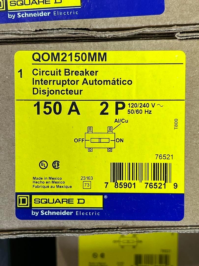 Square D QOM2150MM 150A 2-Pole Main Circuit Breaker – Bolt-On – 120/240V